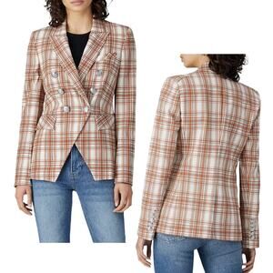 Veronica Beard Women's 'Miller' Plaid Check Dickey Blazer Brown, White Size 6 US
